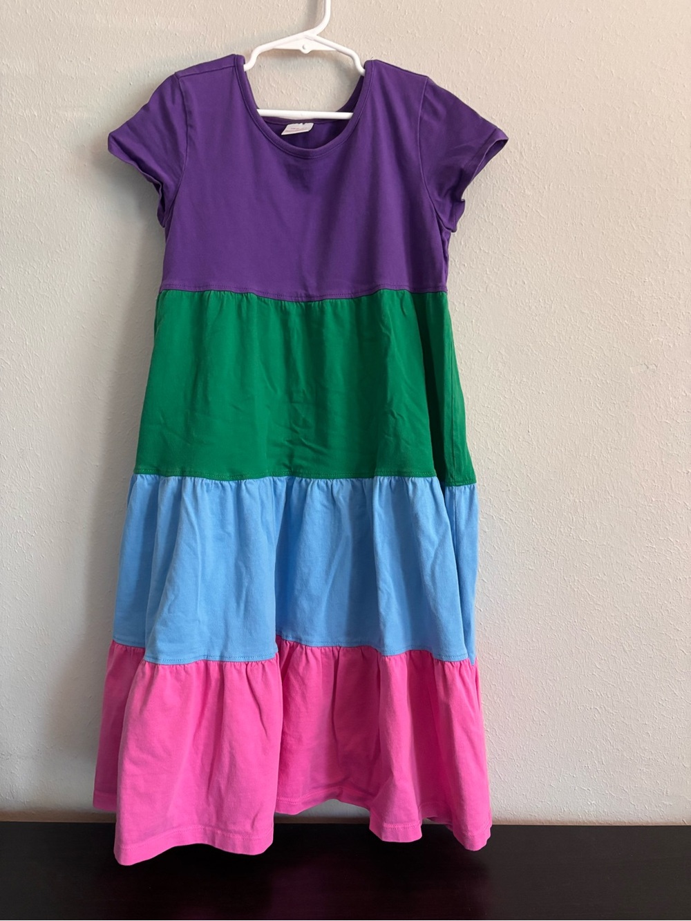 Hanna Anderson Girls' 140 size 10 Colorblock Tiered Dress